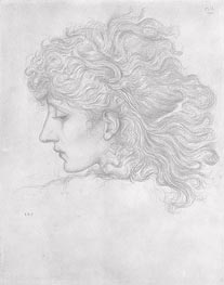 Head of a Young Woman, Profile, 1870 von Burne-Jones | Papier-Kunstdruck