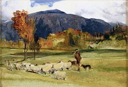 A Shepherd and his Flock, n.d. von Landseer | Leinwand Kunstdruck