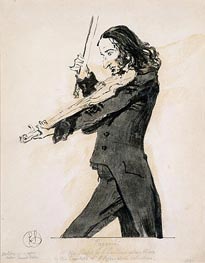 Niccolo Paganini Playing the Violin, 1831 von Landseer | Papier-Kunstdruck