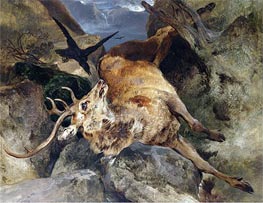 A Deer Fallen from a Precipice, 1828 by Landseer | Canvas Print