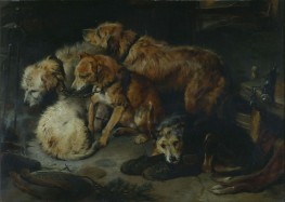 Eine Gesellschaft am Kamin, 1829 von Landseer | Giclée Leinwand-Kunstdruck