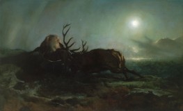 Night (Two Stags Battling by Moonlight), 1853 by Landseer | Giclée Canvas Print