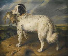 Venus, a Landseer Newfoundland with a Rabbit, 1819 | Landseer