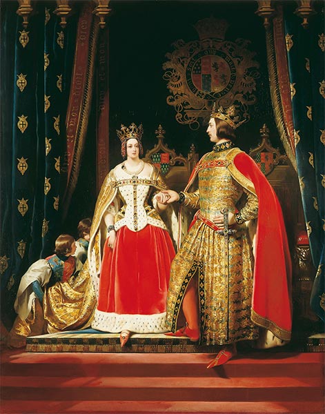 Queen Victoria and Prince Albert at the Bal Costume of 12 May 1842, c.1842/46 | Landseer | Giclée Canvas Print