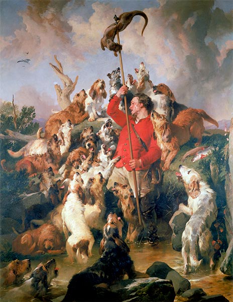 Der Otter gestochen, Porträt der Otterhounds des Earl of Aberdeen, 1844 | Landseer