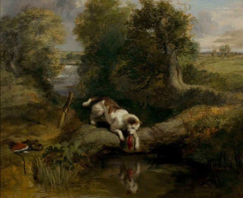 Der Hund und der Schatten, 1822 | Landseer | Giclée Leinwand-Kunstdruck