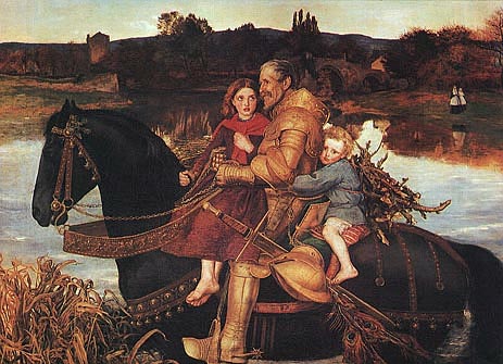 Millais | A Dream of the Past - Sir Isumbras at the Ford, 1857 | Giclée Canvas Print