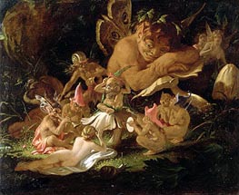 Puck and Fairies, from 'A Midsummer Night's Dream', c.1850 von Joseph Noel Paton | Leinwand Kunstdruck