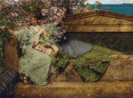 In einem Rosengarten, 1889 von Alma-Tadema | Leinwand Kunstdruck