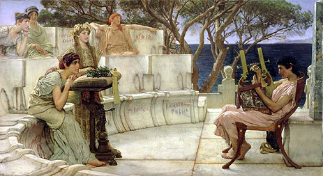 Sappho and Alcaeus, 1881 | Alma-Tadema | Giclée Leinwand Kunstdruck