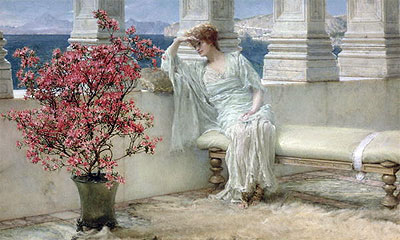 Ihre Augen sind bei ihren Gedanken und sie sind weit weg, 1897 | Alma-Tadema