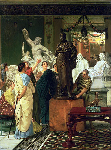 Eine Skulpturengalerie in Rom zur Zeit des Augustus, 1867 von Alma-Tadema | Leinwand-Kunstdruck