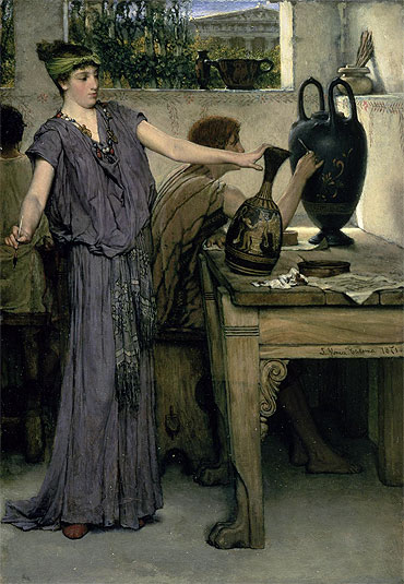Etruskische Vasenmaler, 1871 von Alma-Tadema | Leinwand-Kunstdruck