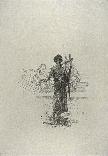 Der wandernde Harfenspieler, 1878 von Alma-Tadema | Papier-Kunstdruck