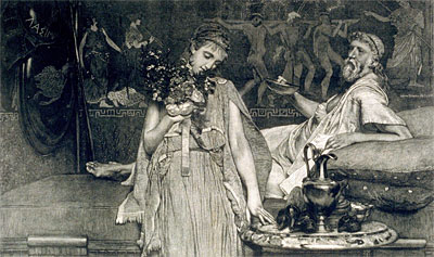 Zwischen Hoffnung und Angst, 1877 von Alma-Tadema | Papier-Kunstdruck