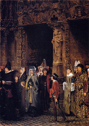 Kirchgang im fünfzehnten Jahrhundert, 1864 von Alma-Tadema | Leinwand-Kunstdruck