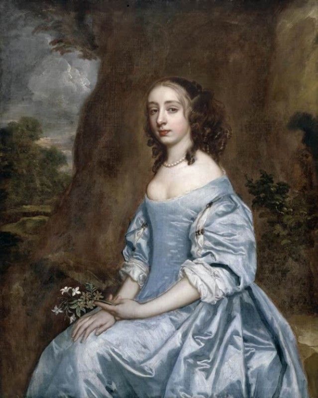 Portrait of a Lady in Blue Holding a Flower, c.1660 | Peter Lely | Giclée Canvas Print