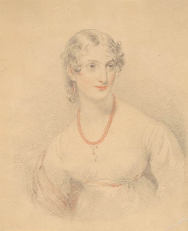 Porträt einer jungen Dame mit einer Bernsteinkette, 1814 | Thomas Lawrence | Giclée Papier-Kunstdruck
