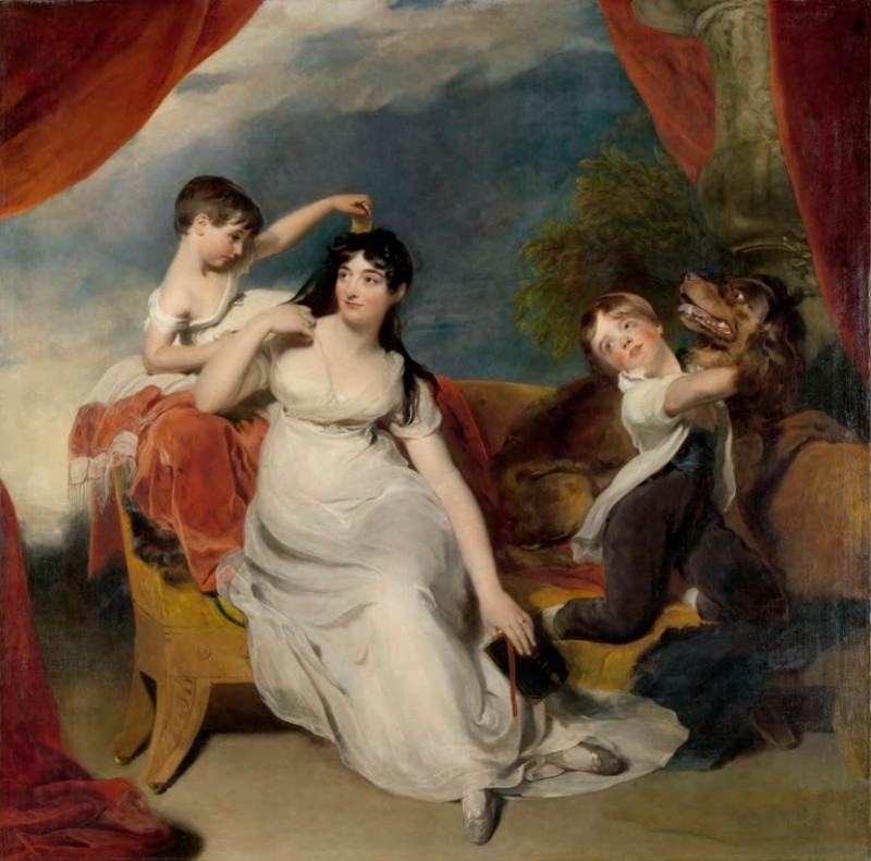 Maria Mathilda Bingham mit zwei ihrer Kinder, c.1810/18 | Thomas Lawrence | Giclée Leinwand-Kunstdruck