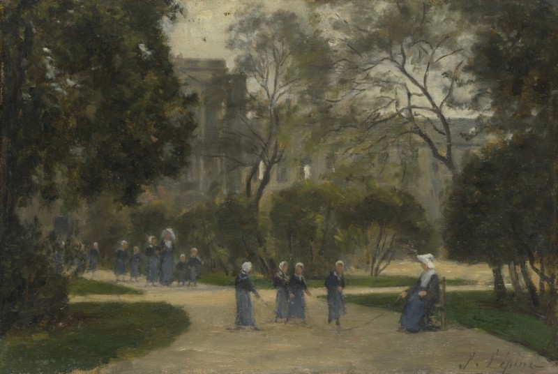 Nuns and Schoolgirls in the Tuileries Gardens, Paris, c.1871/83 | Stanislas Lépine | Giclée Canvas Print