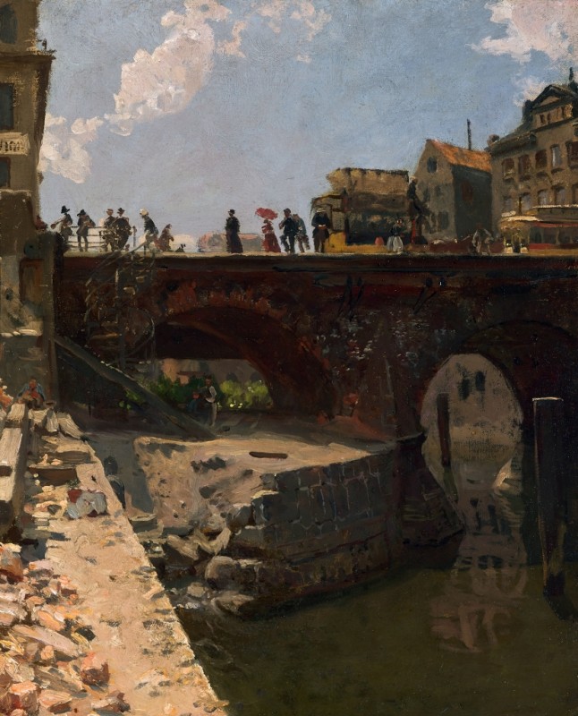 Bridge in a French City, 1870 | Stanislas Lépine | Giclée Canvas Print