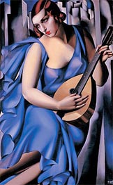 Lady in Blue with Guitar | Lempicka | Painting Reproduction