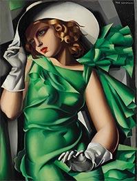 Junge Dame mit Handschuhen (Junges Mädchen in Grün), 1927 von Lempicka | Leinwand Kunstdruck