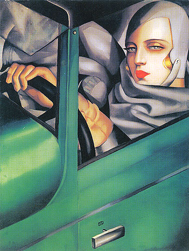 Selbstporträt (Tamara im grünen Bugatti), 1925 | Lempicka | Giclée Leinwand Kunstdruck