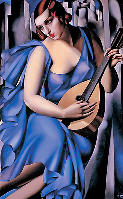 Lady in Blue with Guitar, 1929 | Lempicka | Giclée Leinwand Kunstdruck