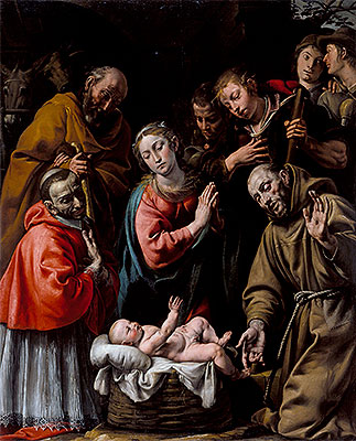 Anbetung der Hirten mit den Heiligen Franziskus und Carlo Borromeo, c.1628 | Tanzio da Varallo