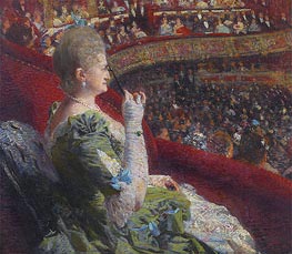 Madame Edmond Picard in the Box of Theatre de la Monnaie | Rysselberghe | Painting Reproduction