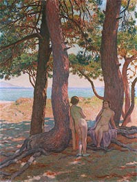 Two Bathers under the Pines by the Sea | Rysselberghe | Painting Reproduction