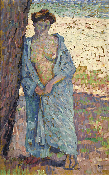Young Woman In The Blue Peignoir, 1905 | Rysselberghe | Giclée Leinwand Kunstdruck