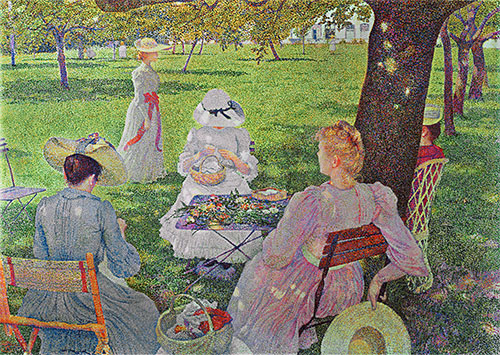 Family in an Orchard, 1890 | Rysselberghe | Giclée Canvas Print