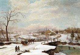 Philadelphia Winter Landscape, c.1830/45 von Thomas Birch | Leinwand Kunstdruck