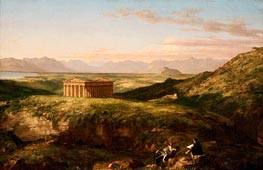 Der Tempel von Segesta mit der Skizze des Künstlers, c.1842 von Thomas Cole | Leinwand Kunstdruck