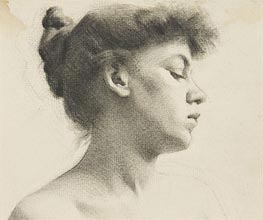Head of a Woman with a Bun, undated von Thomas Eakins | Papier-Kunstdruck