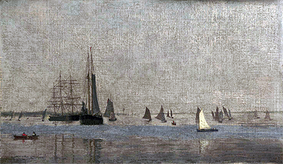 Ships and Sailboats on the Delaware, 1874 | Thomas Eakins | Giclée Leinwand Kunstdruck