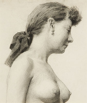 Head and Torso of a Woman with Ribbon in her Hair, undated | Thomas Eakins | Giclée Paper Print