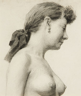 Head and Torso of a Woman with Ribbon in her Hair, n.d. | Thomas Eakins