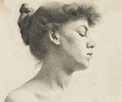Head of a Woman with a Bun, n.d. | Thomas Eakins