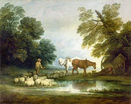 Shepherd by a Stream, n.d. von Gainsborough | Leinwand Kunstdruck