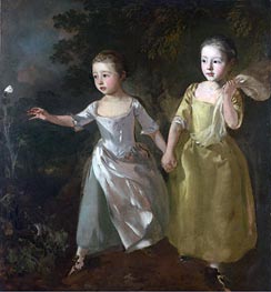 The Painter's Daughters Chasing a Butterfly | Gainsborough | Gemälde Reproduktion