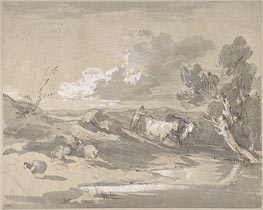 Gainsborough | Open Landscape with Herdsman, Cows, and Sheep | Giclée Paper Print