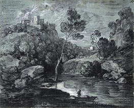 Gainsborough | Mountain Landscape with a Castle and a Boatman | Giclée Paper Print