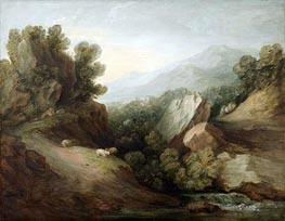 Rocky, Wooded Landscape with a Dell and Weir | Gainsborough | Painting Reproduction