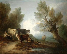 Landscape With Cattle, a Young Man Courting a Milkmaid, n.d. by Gainsborough | Canvas Print