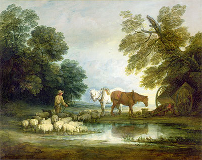 Shepherd by a Stream, n.d. | Gainsborough | Giclée Leinwand Kunstdruck
