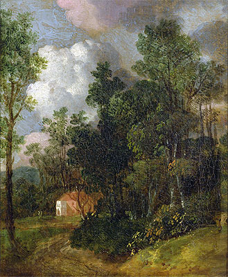 Wooded Landscape with Country House and Two Figures, c.1752 | Gainsborough | Giclée Leinwand Kunstdruck