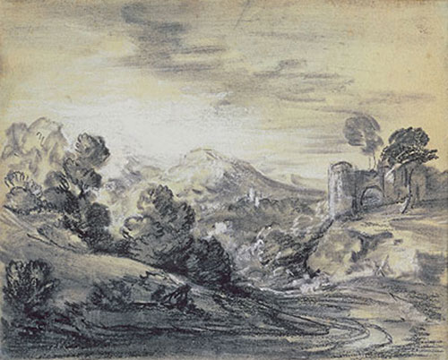 Wooded Landscape with Castle, c.1785/88 | Gainsborough | Giclée Papier-Kunstdruck